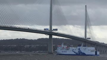NorthLink Ferry Sailing Under Queensferry Crossing Road Bridge Firth Of Forth Scotland