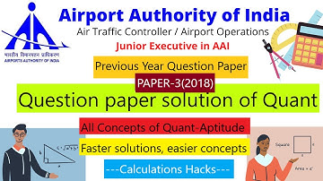 Quant for ATC||Previous Year Paper Solution||Concepts, Calculation, All Aptitude Questions in detail