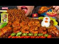 ASMR SPICY BLACK BEAN NOODLES, SHRIMP, CHICKEN DRUMSTICK, EGG, CHILI, GREEN ONION Eating Sounds