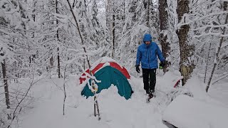 Solo Winter Camping in Deep Snow