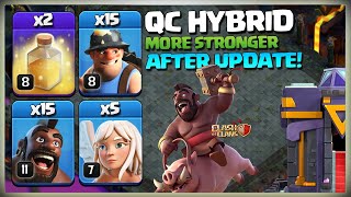Stronger After Update TH14 Hybrid | Queen Charge Hog Miner Attack Strategy - Th14 vs Th15 Hit in coc
