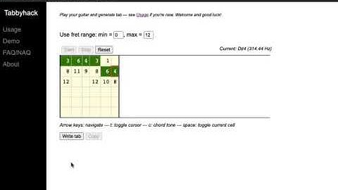 Tabbyhack - a free web tool to create TAB by playing your guitar