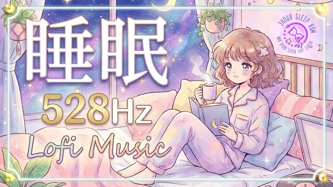 【528Hz/Chill/lo-fi】心が落ち着く睡眠導入BGM｜SleepMusic Slowtempo 瞑想 ソルフェジオ周波数 ホワイトノイズ