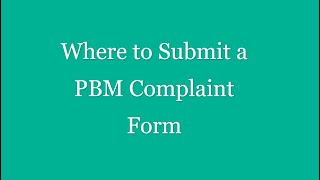 PBM Complaint Form (How to find and submit) Oklahoma