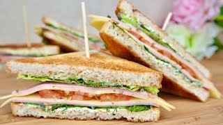 Клаб сэндвич с ветчиной и сыром. Рецепт вкусного сэндвича / Delicious sandwich recipe. Eng sub