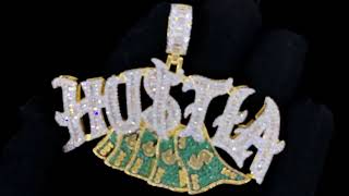 Hustla Cash Baguette Vvs Cz Hip Hop Iced Out Pendant Bling Bust Down Jewelry