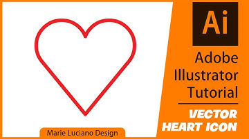 How to design a HEART in Adobe Illustrator using basic shapes - Step by step icon tutorial