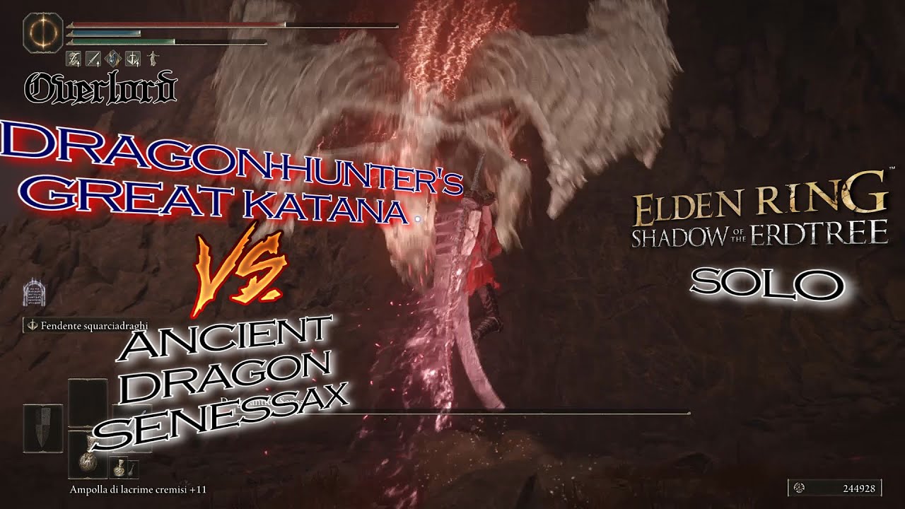 E.R. Shadow of the Erdtree - Ancient Dragon Senessax solo Dragon-Hunter's Great Katana Ps4