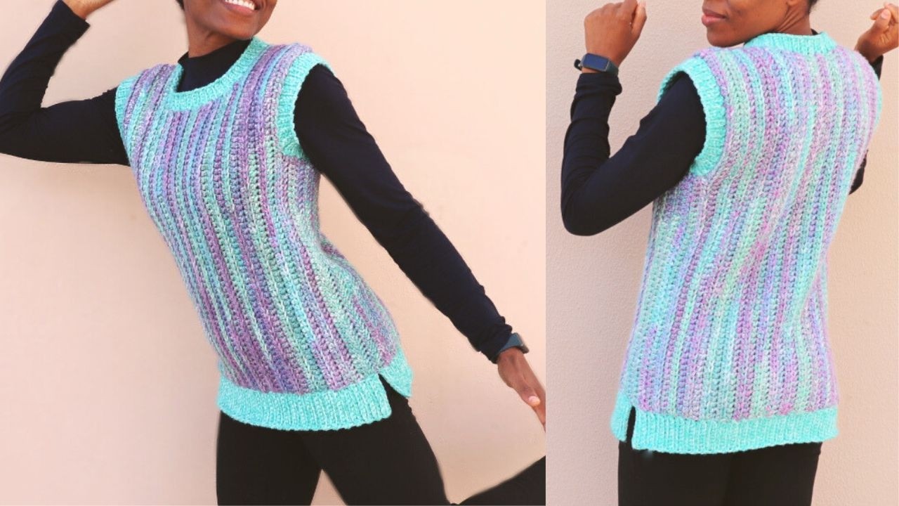 Brand New with Tag】leinwande Mix Yarn Crochet Vest leinwände Mix