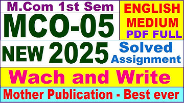 MCO 05 solved assignment 2025 in English || mco 05 solved assignment 2024-25 || ignou mco05 2025
