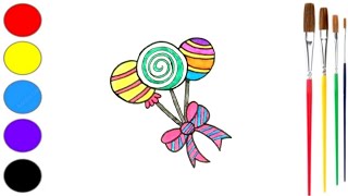 How To Draw Cute Lollypops For Kids And Toddlers Easy Lollypops Drawing Tutorial Step By Step