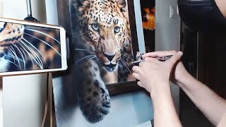 3D Effect Leopard Painting I Airbrush Portraits