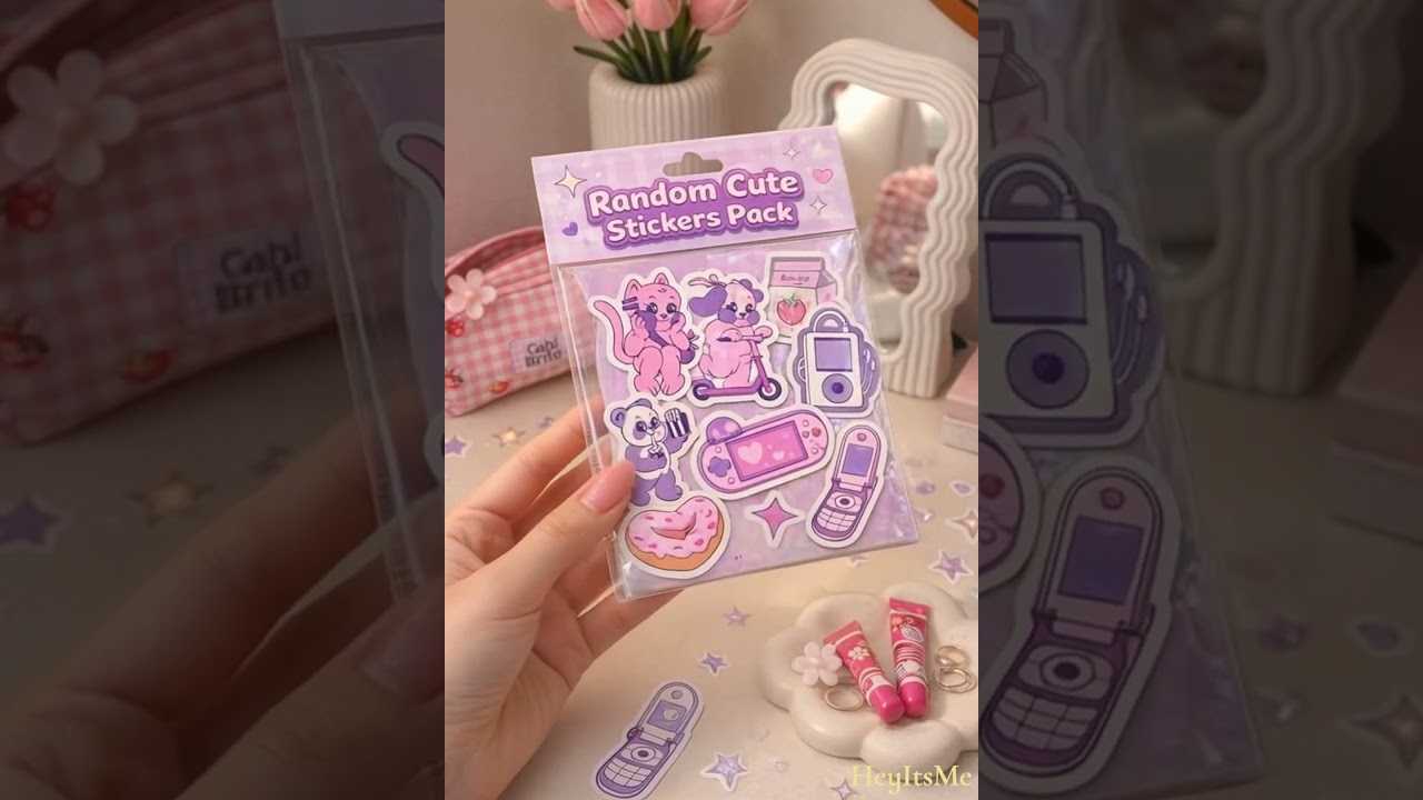 Review Random Cute Retro Stickers (Digital) 💕 Pink Violet Aesthetic