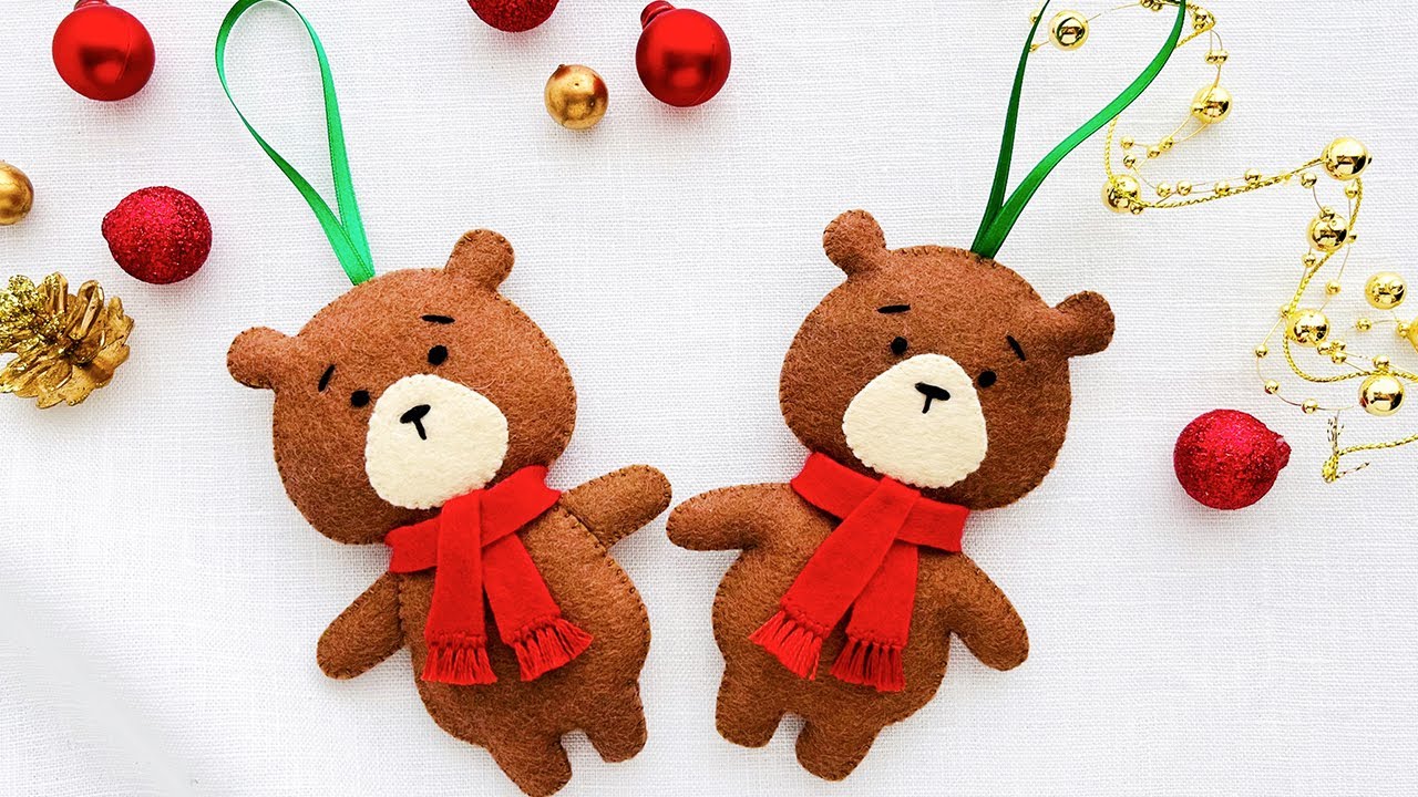 Как сделать новогоднего мишку из фетра. | DIY Christmas Felt Bear Ornament
