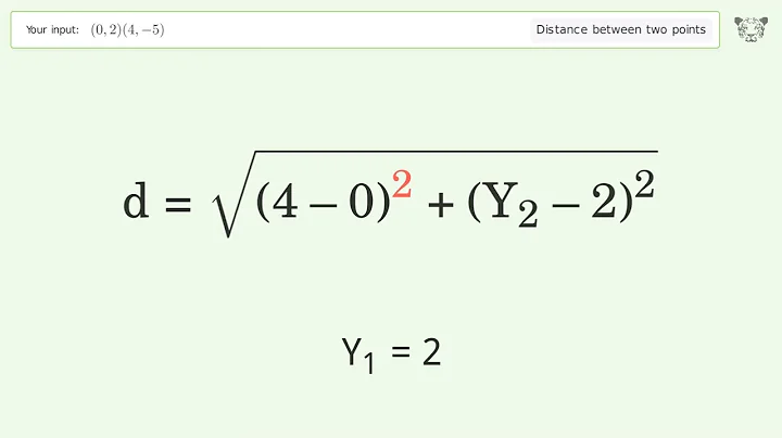 Find the distance between two points p1 (0,2) and p2 (4,-5): Step-by-Step Video Solution