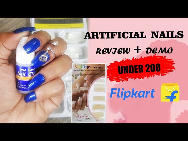 Flipkart French fake nails Review&demo | how to apply fake nails at  home||affordable nails extension - YouTube