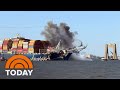 Baltimore bridge span demolished freeing stuck cargo ship