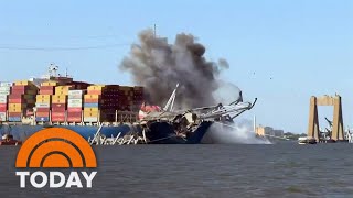 Baltimore bridge span demolished, freeing stuck cargo ship
