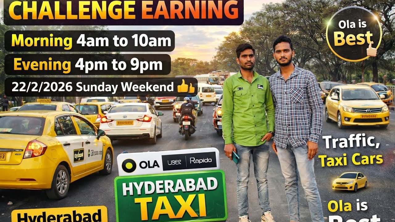 Daily Ola uber rapido Hyderabad taxi telugu vlog 22/2/2026 Sunday #olauberearning #hyderabadtaxi 