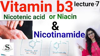 Vitamin b3 Niacin , deficiency (Pellagra), sources, functions , Nicotinamide, Nicotenic acid