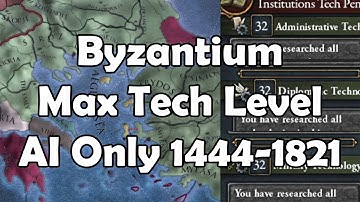 EU4: Byzantium 1444 to 1821 tech max level Timelapse AI Only