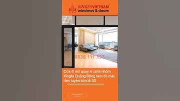 Cửa đi mở quay 4 cánh nhôm Xingfa Quảng Đông tem đỏ màu đen tuyền bản lề 3D