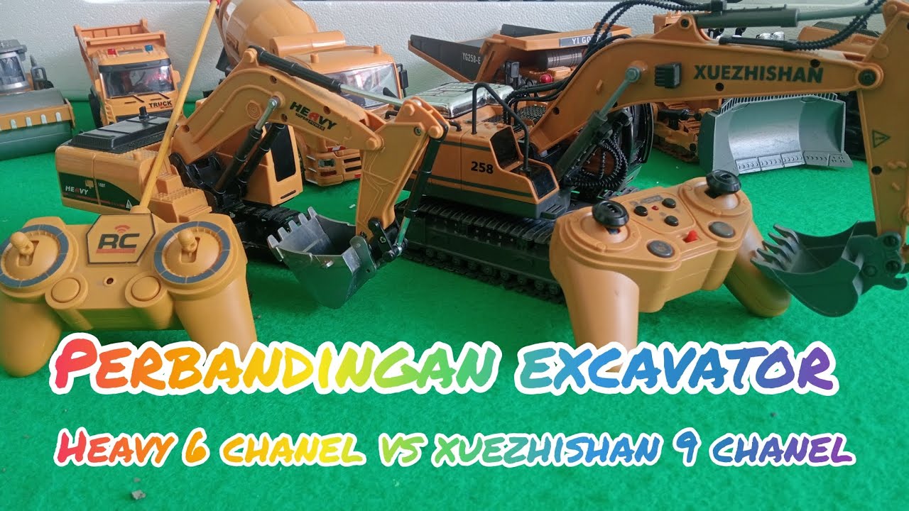 Perbandingan excavator rc heavy 6 chanel vs xuezhishan 9 chanel 