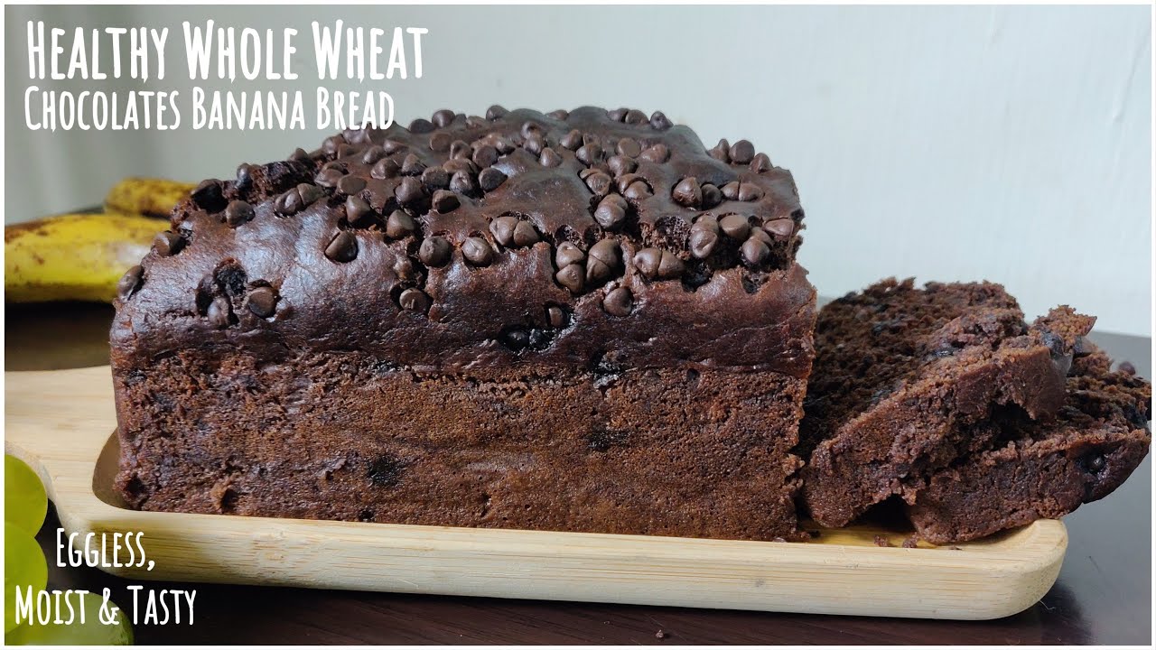 HEALTHY Whole Wheat Chocolate Banana Bread | Healthy Banana Bread | EGGLESS Banana Bread |Best Bites