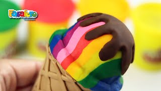 How to make Play Doh Rainbow Ice Cream Cone | صلصال