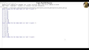 How to Create a Command Line Multiplication Times Table using While Loop in Python