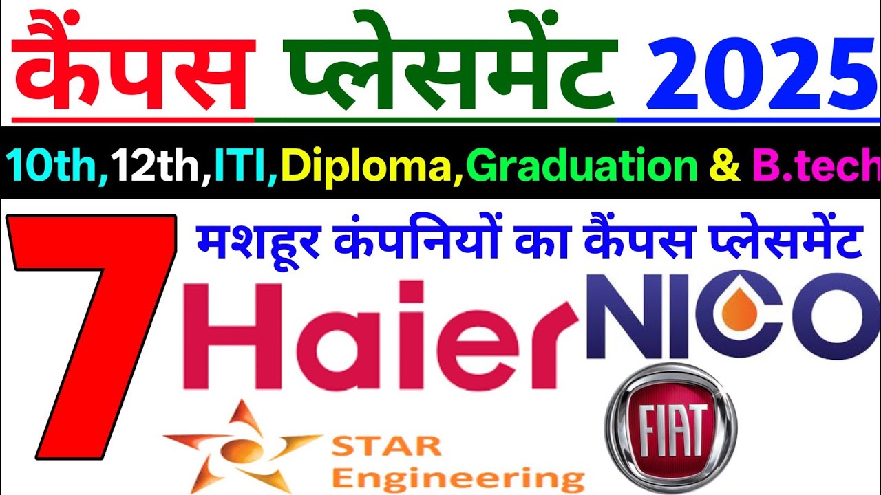 Campus placement for 10th 12th ITI Diploma Graduation and B.Tech | iti apprentice mela 2025 |iti job