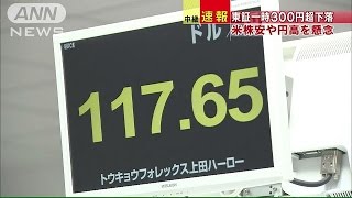 東証一時300円超下落　米株安で円高加速(14/12/11)