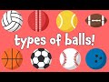 Types of balls learning names of sports balls in english for kids