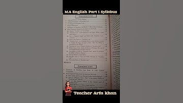 M.A English Part 1 Syllabus|How many papers are there in MA English Part 1?@teacherarfakhan