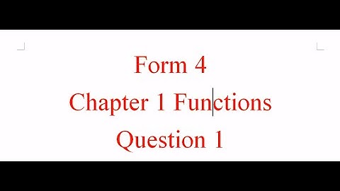 SPM Form 4 Add Maths Chapter 1 Functions