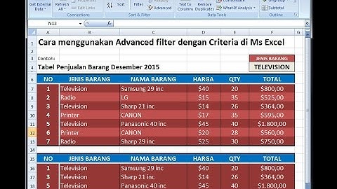 Cara Filter Data dengan Satu Kriteria List Data Validation Menggunakan Advanced filter