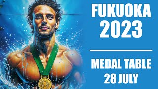 2023 World Aquatics Championships Fukuoka Medal Table | 28 July (Day 15)