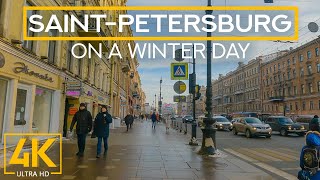 Saint Petersburg on a Sunny Winter Day in 4K UHD - City Walk with Real City Sounds
