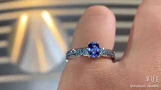 Constio Blue Sapphire \u0026 Blue Diamonds Eternity Band, Stackable, Blue Gemstone, 2020-144