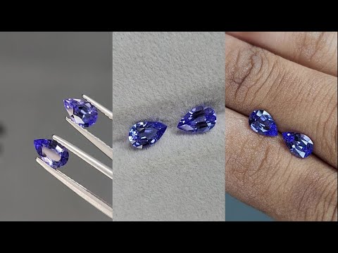 Pair of lavender tanzanites pear cut 1.07 carats, Tanzania Video  № 1