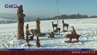 Orlickoústecko Lipovou Alej V Českých Libchavách Zdobí Dřevěný Betlém