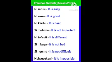 Common Swahili Phrases Part 1 