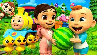 Hewan Hewan Ternak Bermain di Kereta Anak yang Penuh Warna & Lagu Anak Anak | LuLu LaLa Lagu & Musik