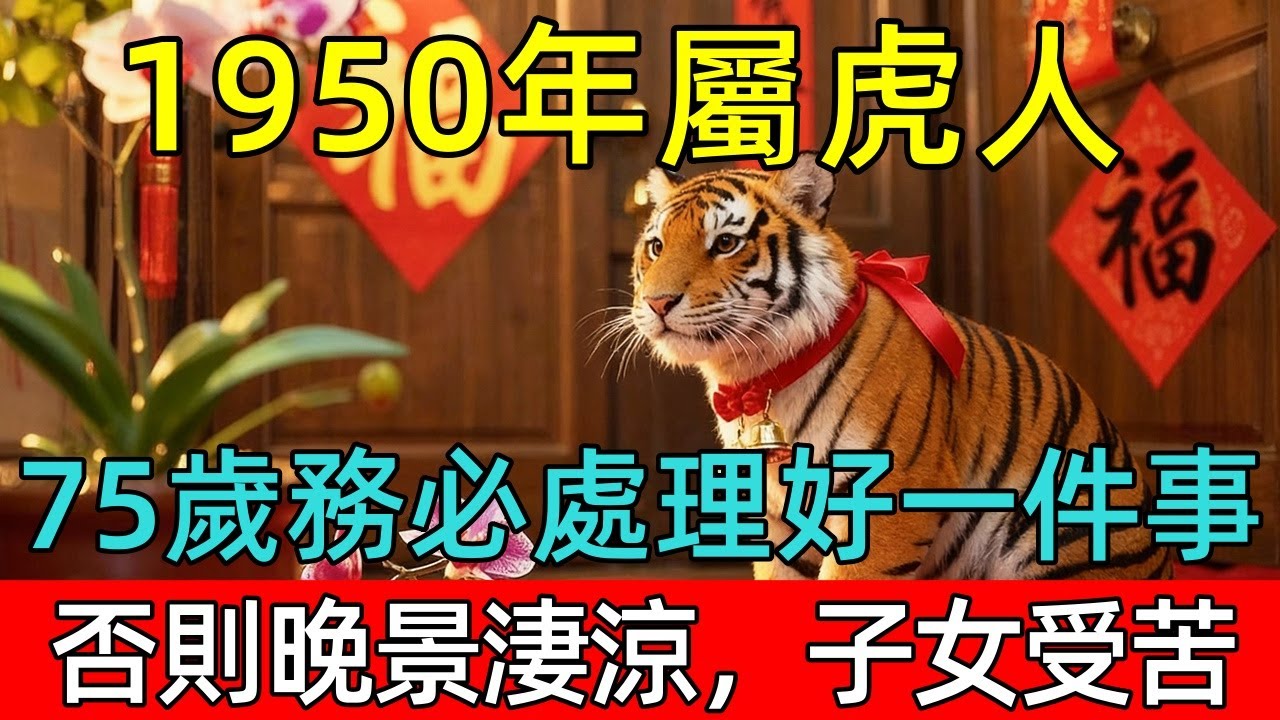 倒計時！1950年庚寅屬虎人，75歲務必處理好「一件事」，否則晚景淒涼，子女跟著受苦！#生肖 #運勢 #命理 #屬相 #風水 #財運 #佛陀 #佛學 #佛法 #佛教 #修行 #智慧 #因果 #佛家