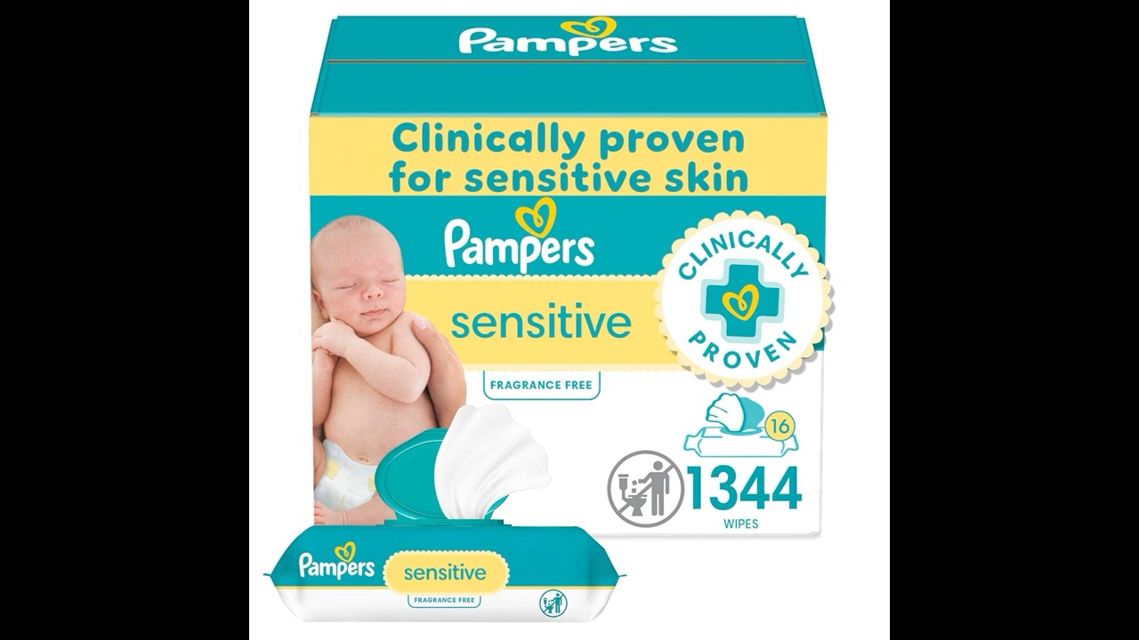 Pampers Baby Wipes Sensitive   Water Based Baby Wipes   Hypoallergenic and Unscented Baby 1344-Wipes