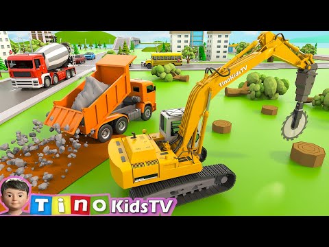 Excavator Driller & Cutter Trucks for Kids | Bypass Road Construction