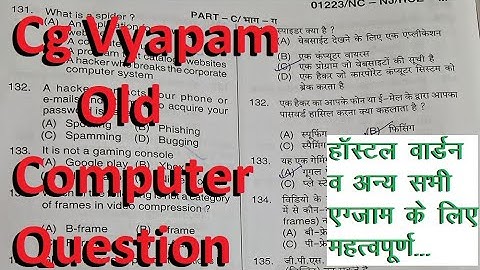 Cg Vyapam old computer question - Mandi nirikshak / hostel warden / RI / Ameen / FI / Patwari / DEO