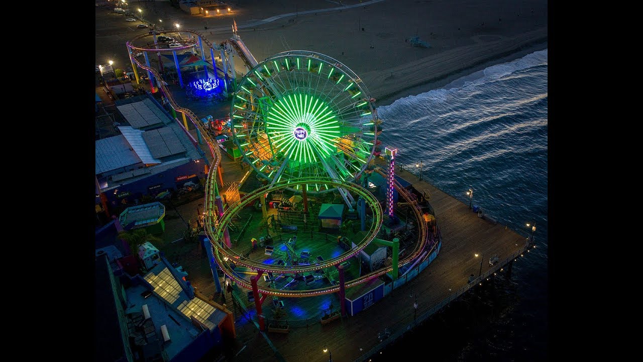 ⁣Santa Monica Pier - ferris wheel - via Drone LONG TAKE