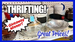 ONLY 25 CENTS At The THRIFT Store?!! THRIFT With Me &amp; Haul! ++ Giveaway WINNER!