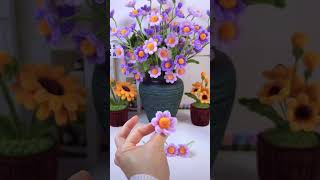 How to make purple daisy flower | DIY pipe cleaner daisy tutorial | chenille stem daisy flower DIY